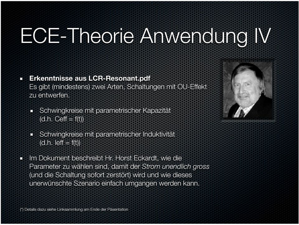 Horst Eckardt, wie die Parameter zu wählen sind, damit der Strom unendlich gross (und die Schaltung sofort zerstört) wird und wie