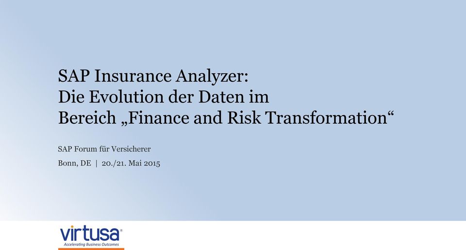 Finance and Risk Transformation SAP