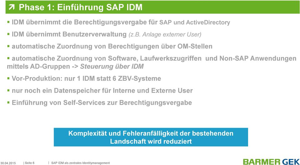 für SAP und ActiveDirectory IDM übe