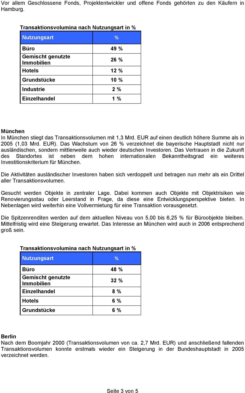 EUR). Das Wachstum von 26 % verzeichnet die bayerische Hauptstadt nicht nur ausländischen, sondern mittlerweile auch wieder deutschen Investoren.