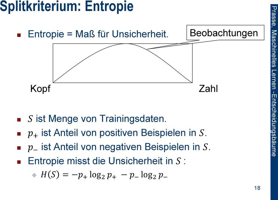 p + ist Anteil von positiven Beispielen in S.