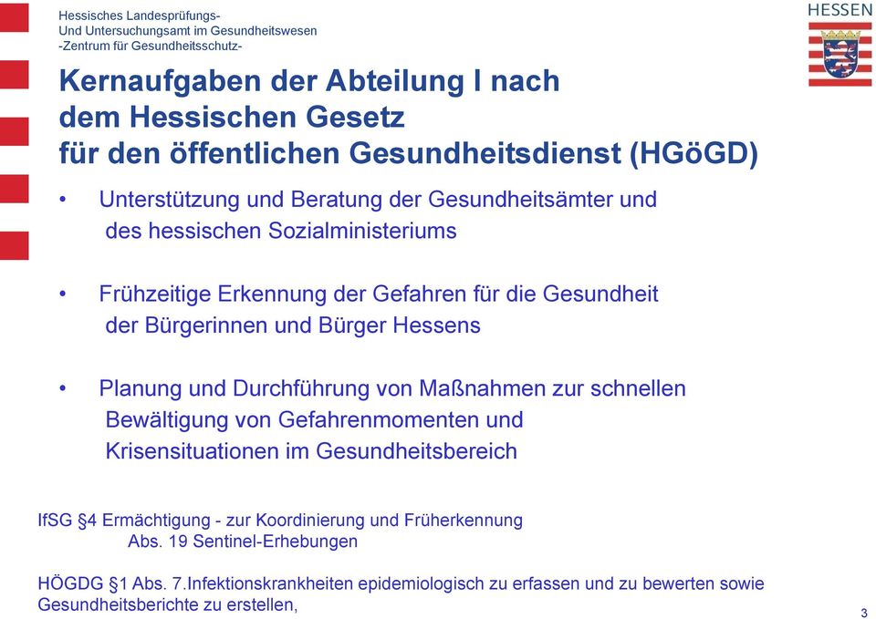 Bürgerinnen und Bürger Hessens Planung und Durchführung von Maßnahmen zur schnellen Bewältigung von Gefahrenmomenten und Krisensituationen im Gesundheitsbereich IfSG 4