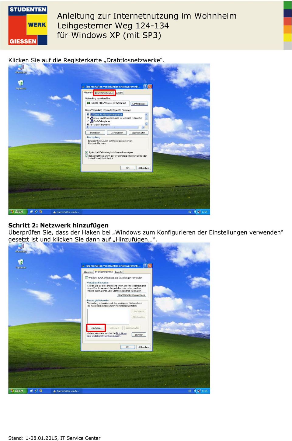 Haken bei Windows zum Konfigurieren der Einstellungen