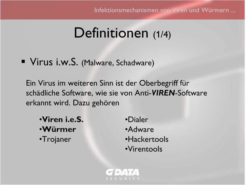(Malware, Schadware) Ein Virus im weiteren Sinn ist der