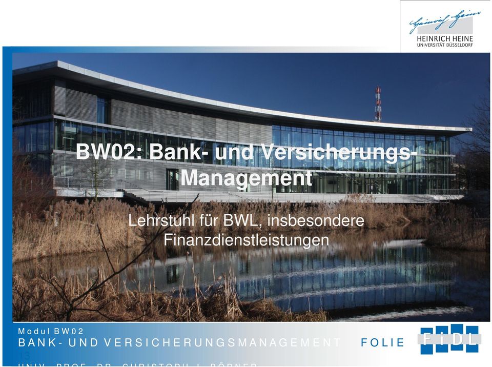 Finanzdienstleistungen Modul BW02 BANK- UND