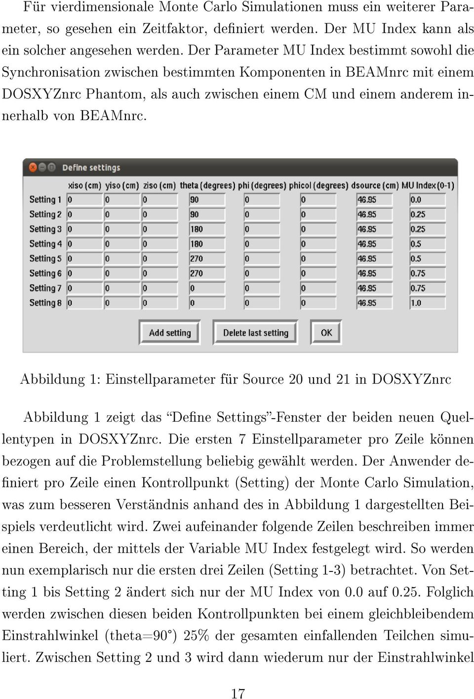 Abbildung 1: Einstellparameter für Source 20 und 21 in DOSXYZnrc Abbildung 1 zeigt das Dene Settings-Fenster der beiden neuen Quellentypen in DOSXYZnrc.