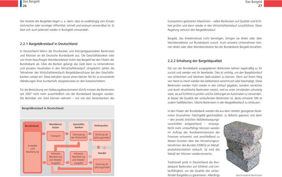 2.1 Bargeldkreislauf in Deutschland In Deutschland liefern die Druckereien und Münzprägeanstalten Banknoten und Münzen an die Deutsche Bundesbank aus.