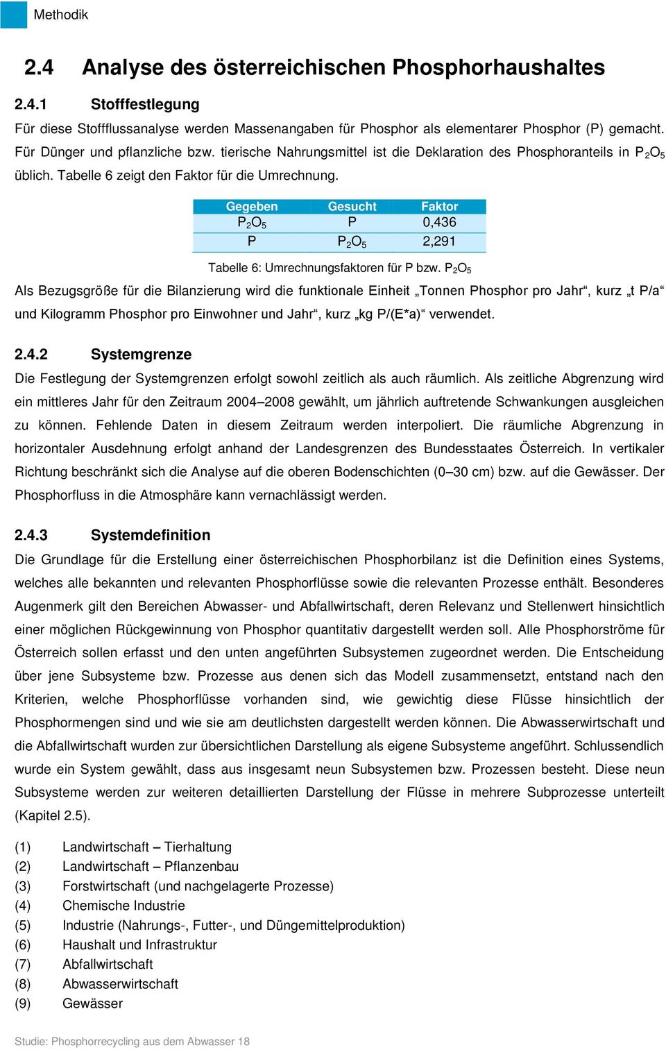 Gegeben Gesucht Faktor P 2 O 5 P 0,436 P P 2 O 5 2,291 Tabelle 6: Umrechnungsfaktoren für P bzw.