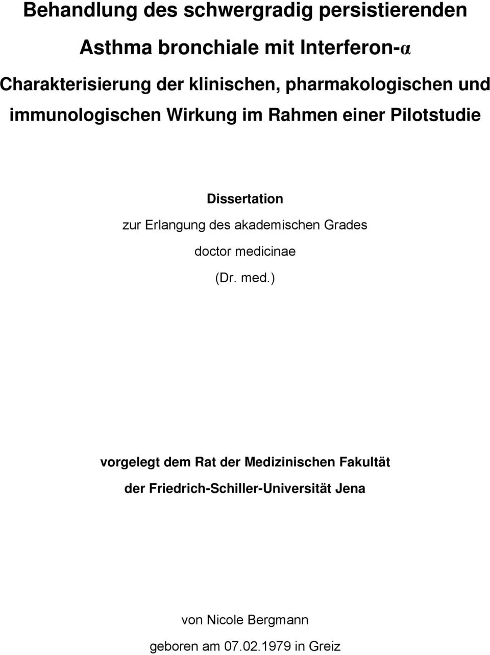 zur Erlangung des akademischen Grades doctor medi