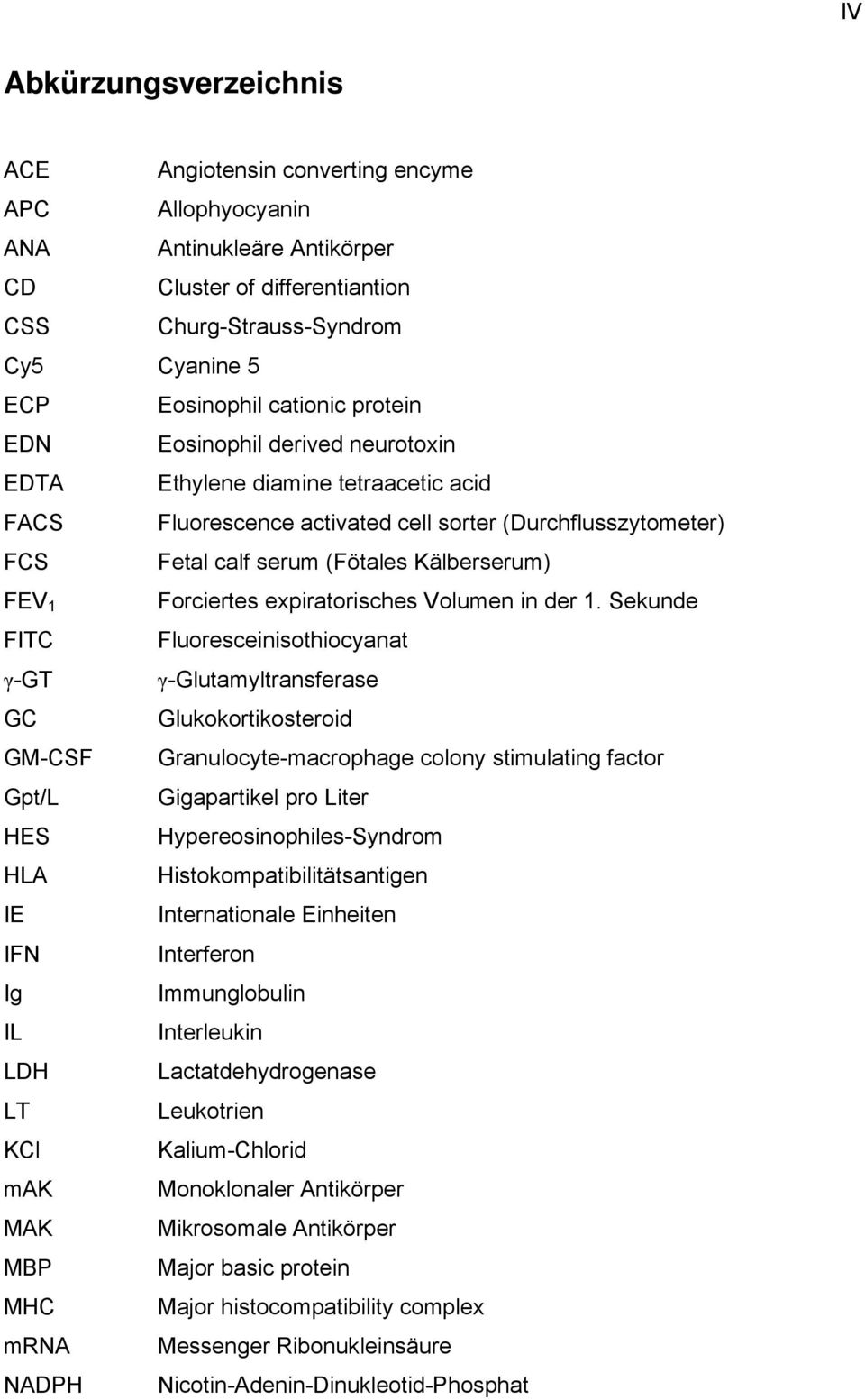 Fluorescence activated cell sorter (Durchflusszytometer) Fetal calf serum (Fötales Kälberserum) Forciertes expiratorisches Volumen in der 1.