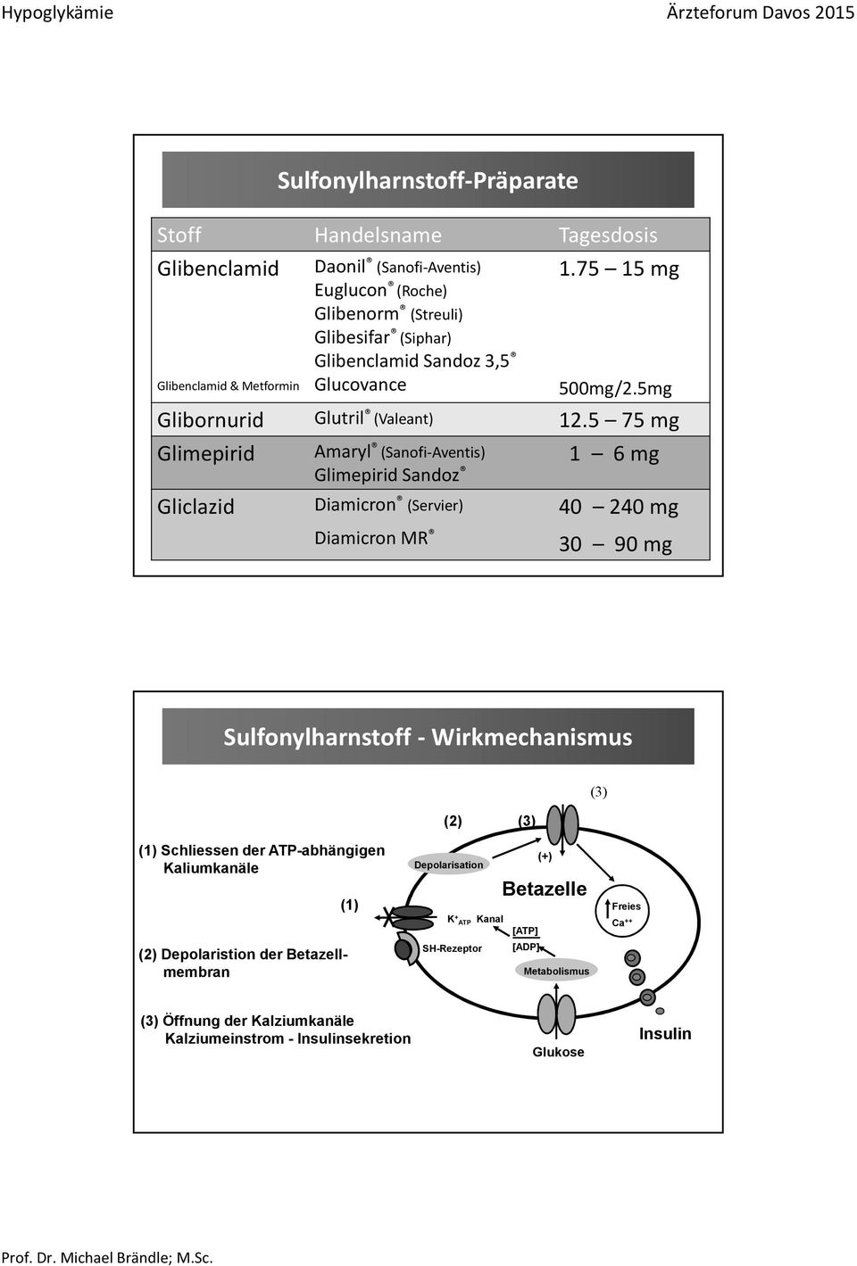 5 75 mg Glimepirid Gliclazid Sulfonylharnstoff-Präparate Amaryl (Sanofi-Aventis) GlimepiridSandoz Diamicron (Servier) DiamicronMR 1 6 mg 40 240 mg 30 90 mg Sulfonylharnstoff-