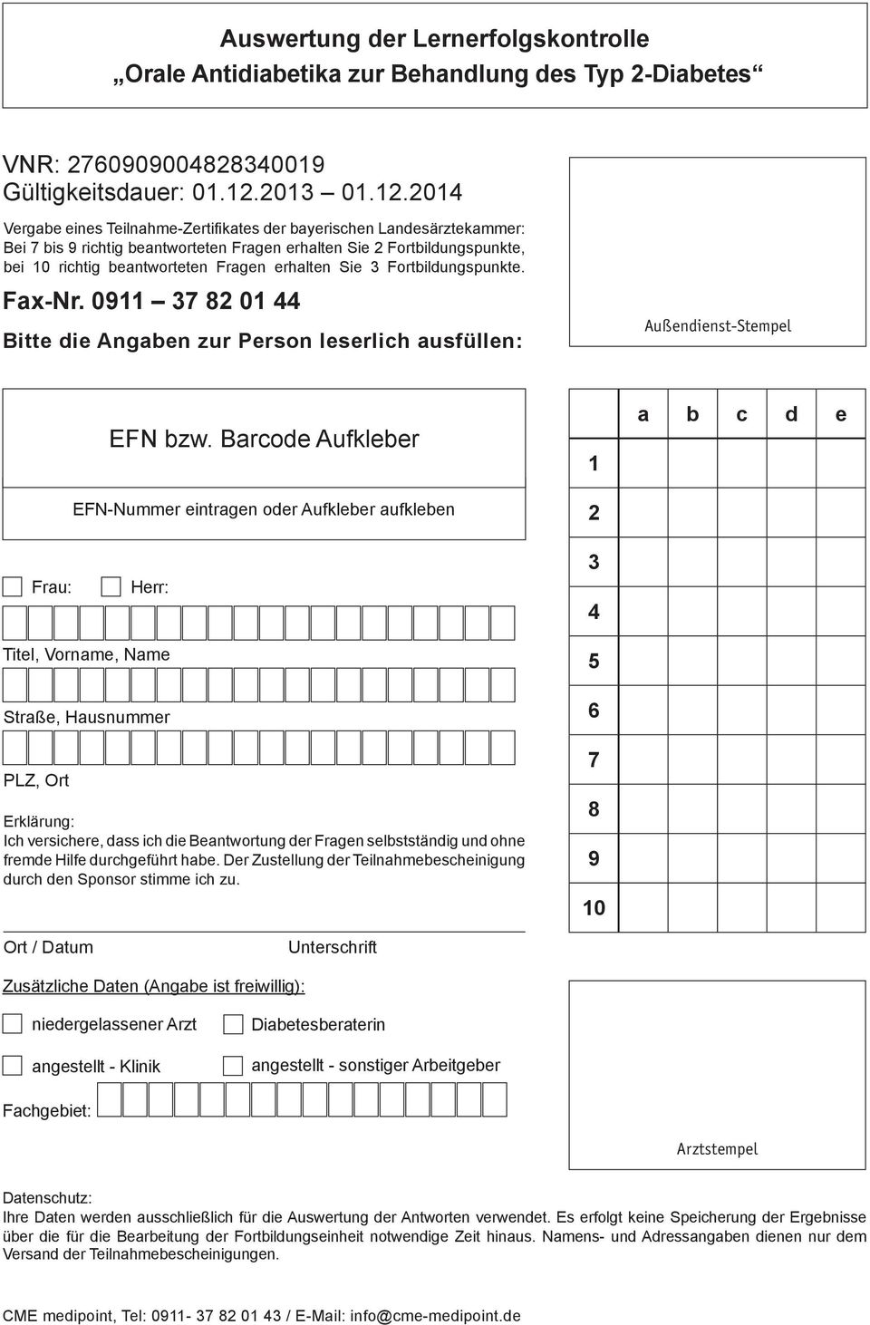 Außendienst-Stempel EFN-Nummer eintragen oder Aufkleber aufkleben 1 2 a