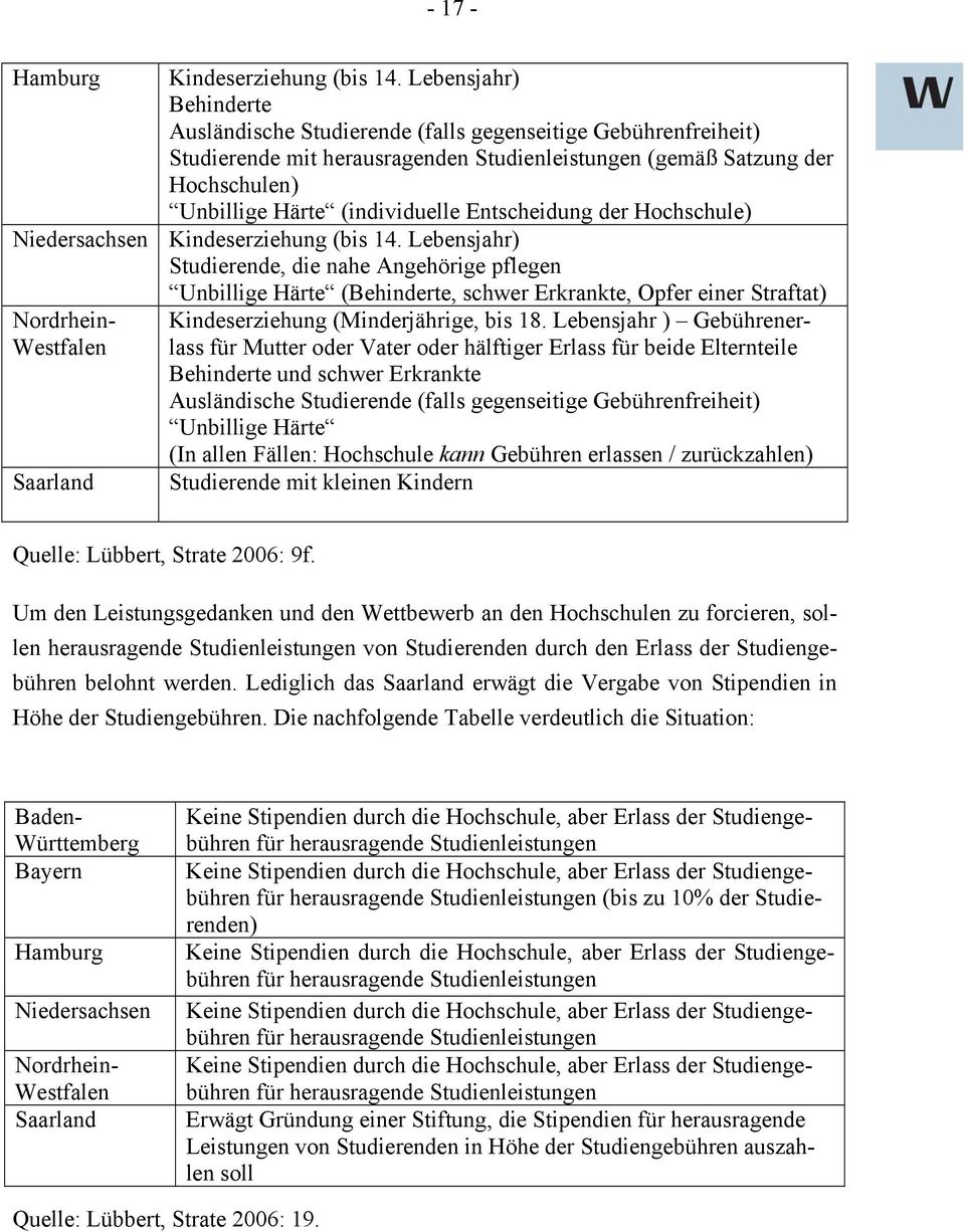 Entscheidung der Hochschule) Niedersachsen Kindeserziehung (bis 14.