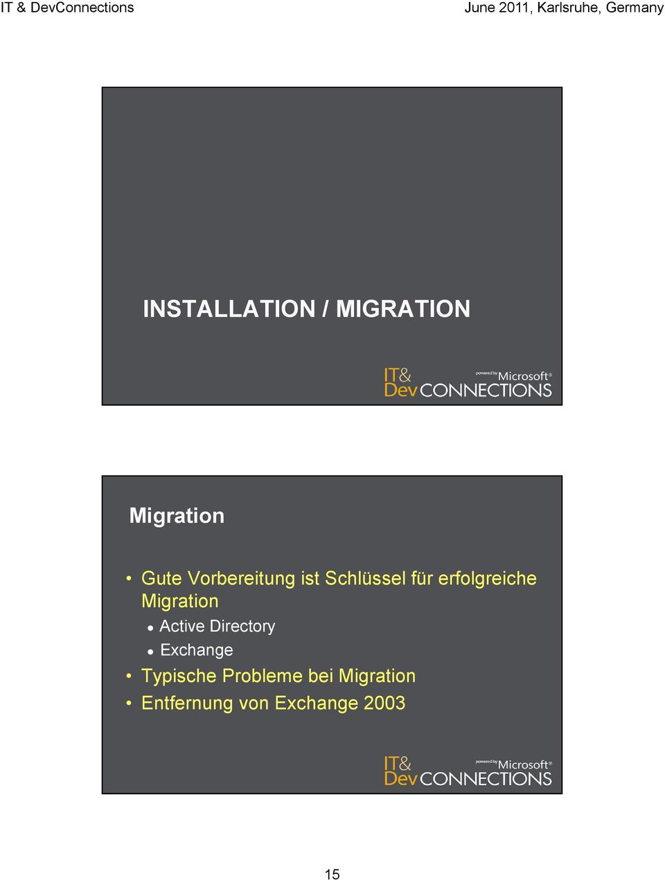Migration Active Directory Exchange Typische