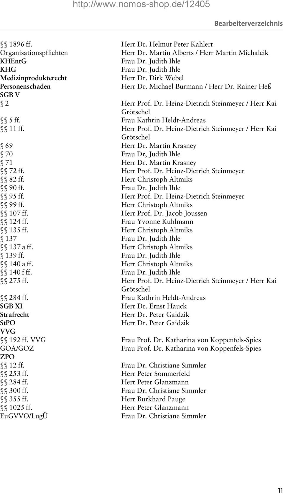 Frau Kathrin Heldt-Andreas 11 ff. Herr Prof. Dr. Heinz-Dietrich Steinmeyer / Herr Kai Grötschel 69 Herr Dr. Martin Krasney 70 Frau Dr, Judith Ihle 71 Herr Dr. Martin Krasney 72 ff. Herr Prof. Dr. Heinz-Dietrich Steinmeyer 82 ff.