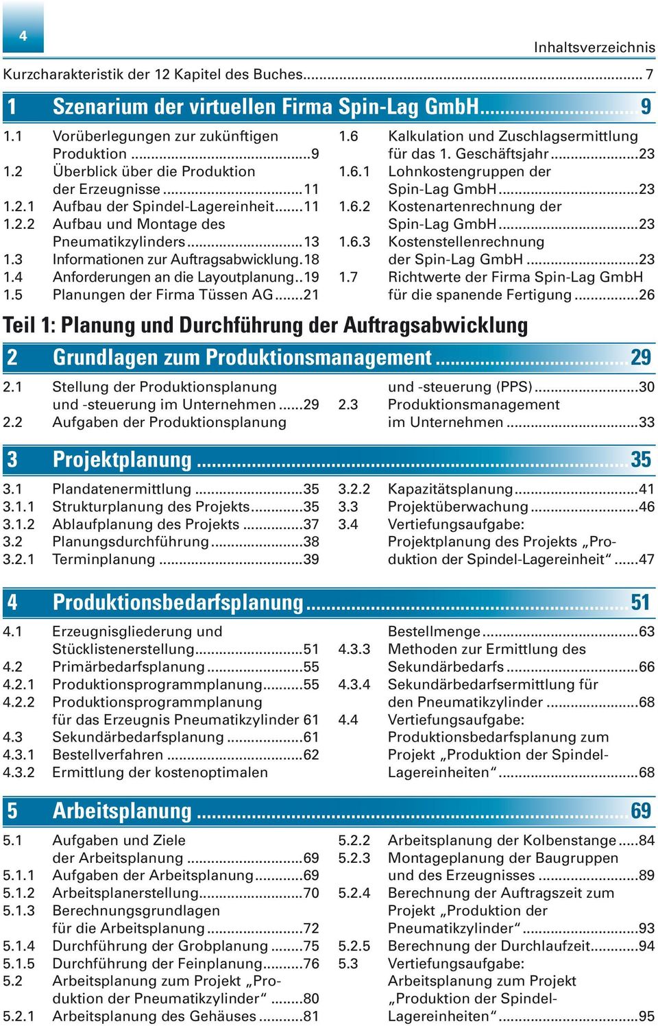 5 Planungen der Firma Tüssen AG...21 1.6 Kalkulation und Zuschlagsermittlung für das 1. Geschäftsjahr...23 1.6.1 Lohnkostengruppen der Spin-Lag GmbH...23 1.6.2 Kostenartenrechnung der Spin-Lag GmbH.