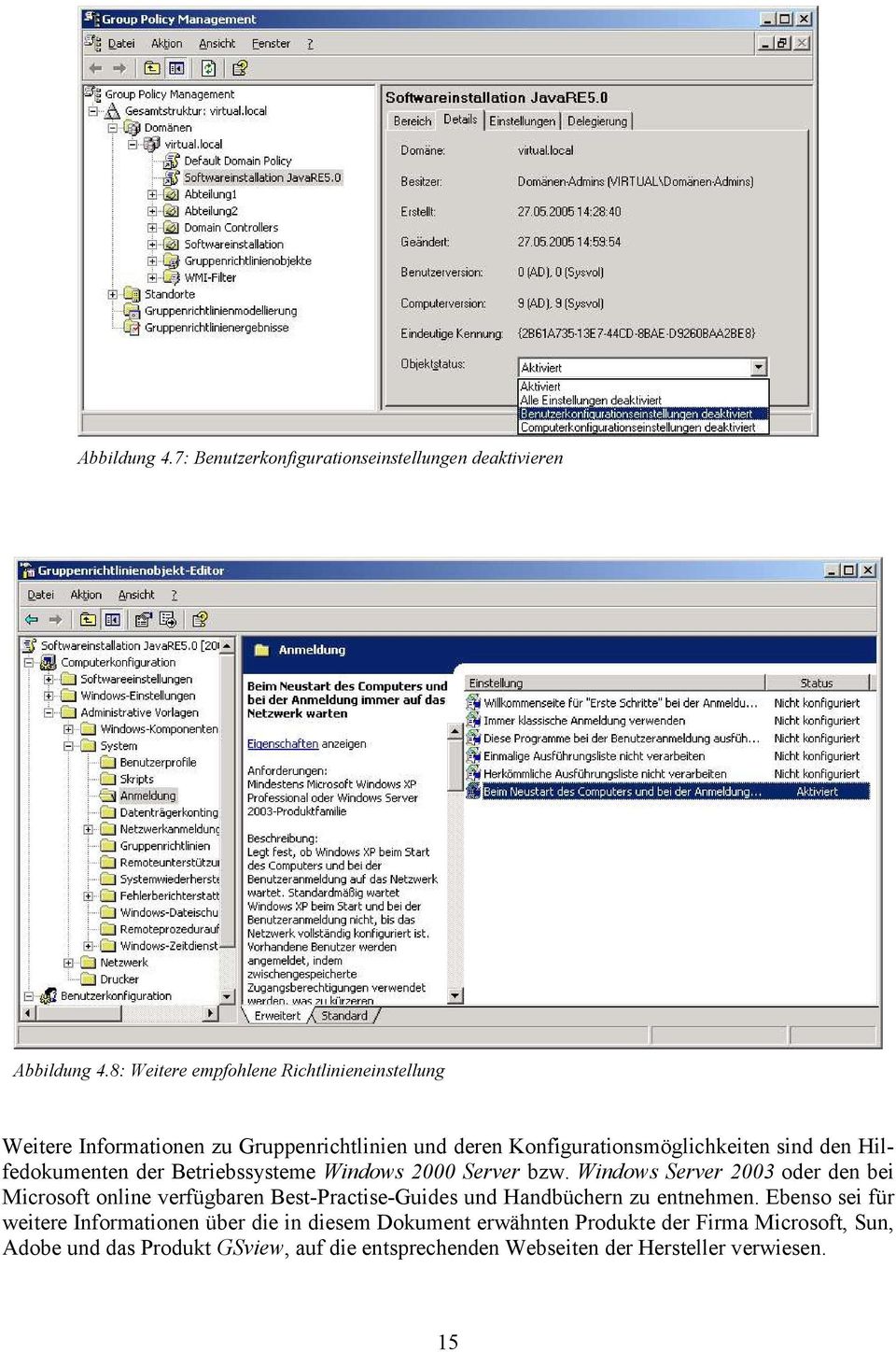 Hilfedokumenten der Betriebssysteme Windows 2000 Server bzw.