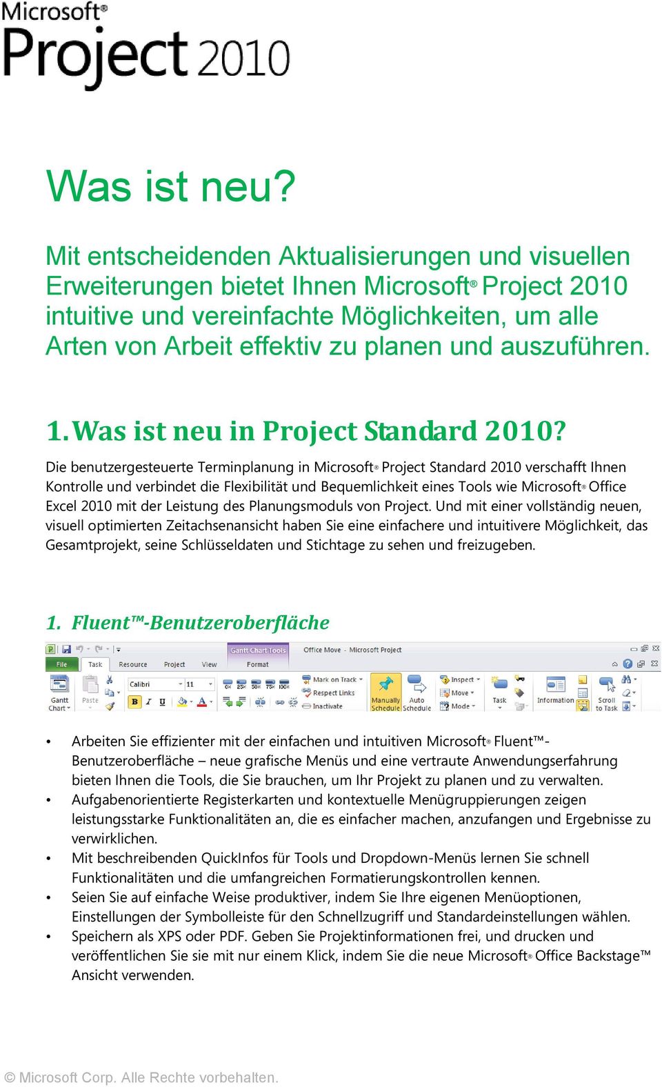 auszuführen. 1. Was ist neu in Project Standard 2010?