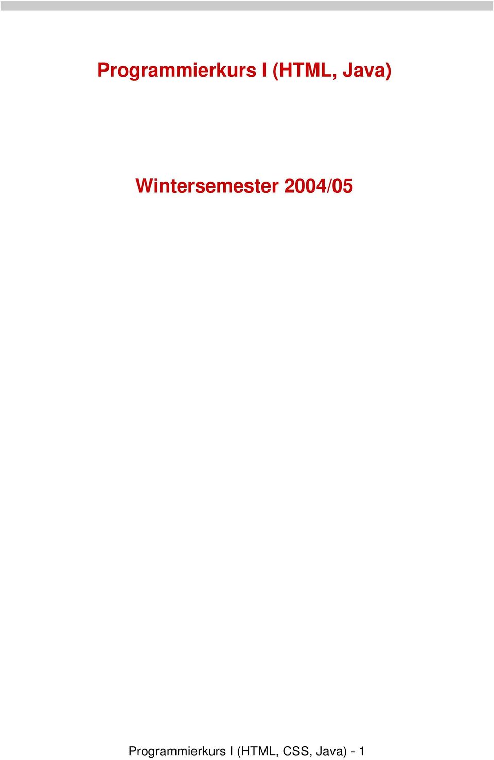 Wintersemester 2004/05 