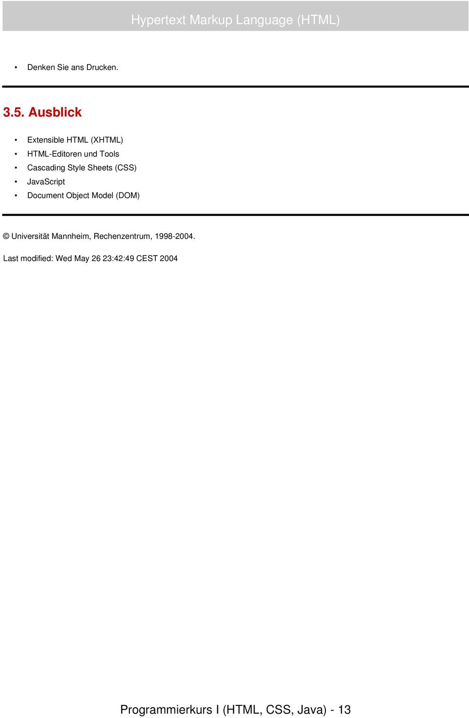 (CSS) JavaScript Document Object Model (DOM) Universität Mannheim,