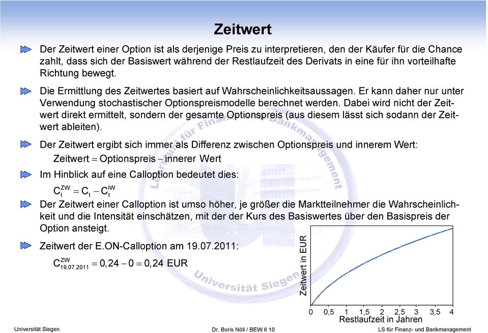 Dabei wird nicht der Zeitwert direkt ermittelt, sondern der gesamte Optionspreis (aus diesem lässt sich sodann der Zeitwert ableiten).