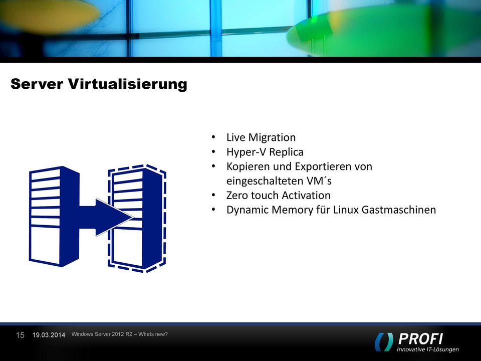 eingeschalteten VM s Zero touch Activation Dynamic Memory