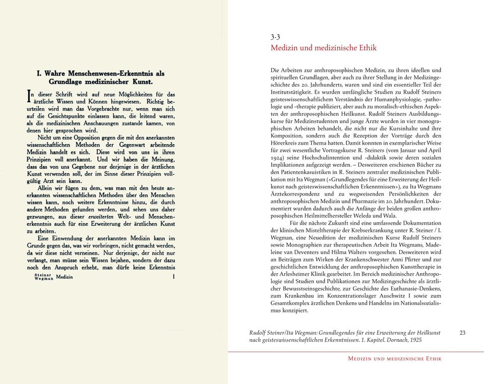 Es wurden umfängliche Studien zu Rudolf Steiners geisteswissenschaftlichem Verständnis der Humanphysiologie, -pathologie und -therapie publiziert, aber auch zu moralisch-ethischen Aspekten der
