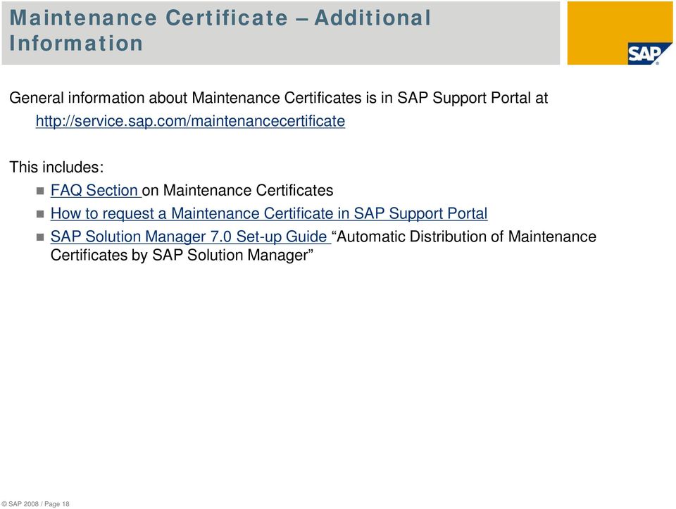 com/maintenancecertificate This includes: FAQ Section on Maintenance Certificates How to request a