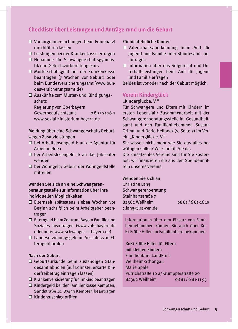 de) Auskünfte zum Mutter- und Kündigungsschutz Regierung von Oberbayern 