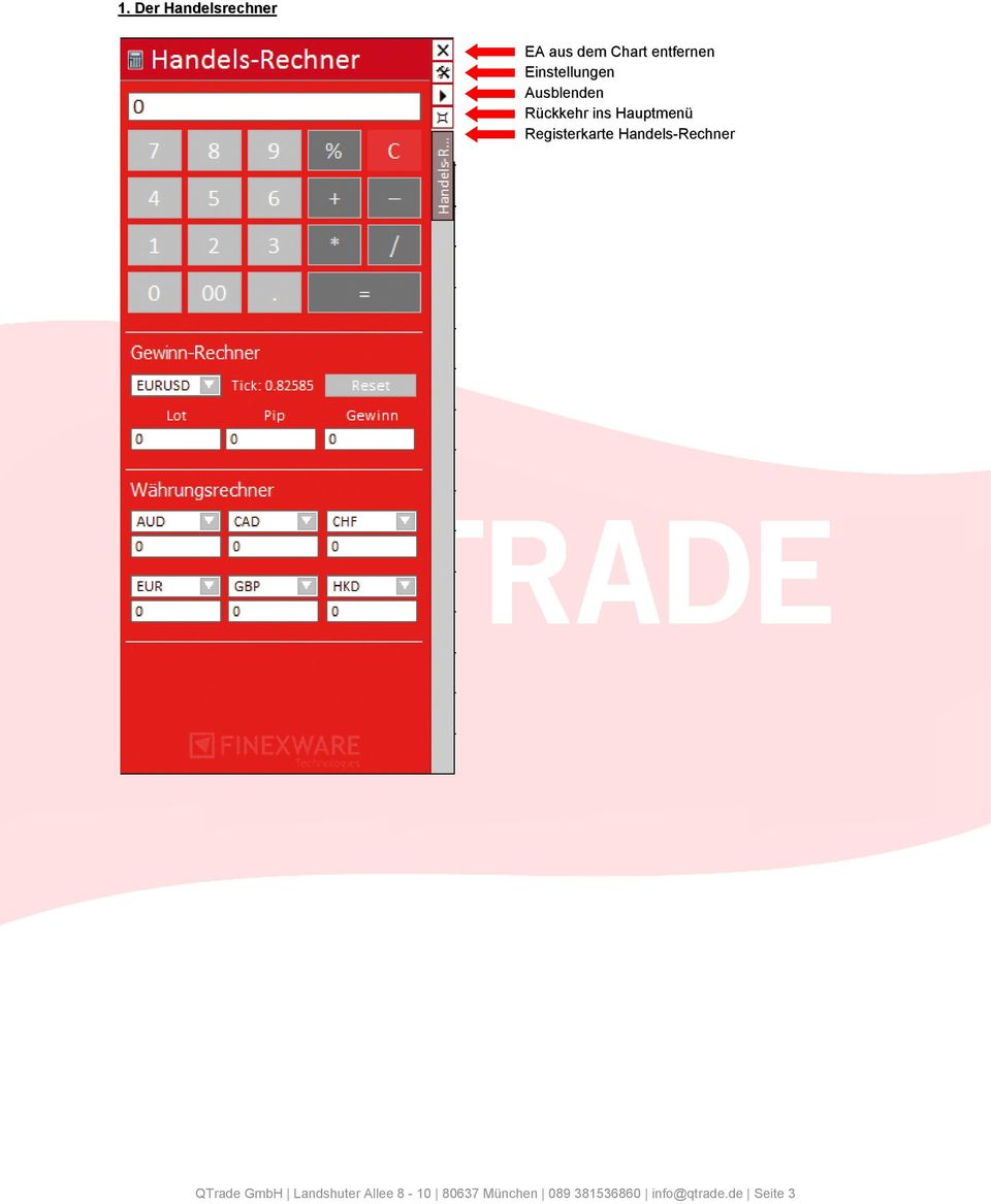 Registerkarte Handels-Rechner QTrade GmbH Landshuter