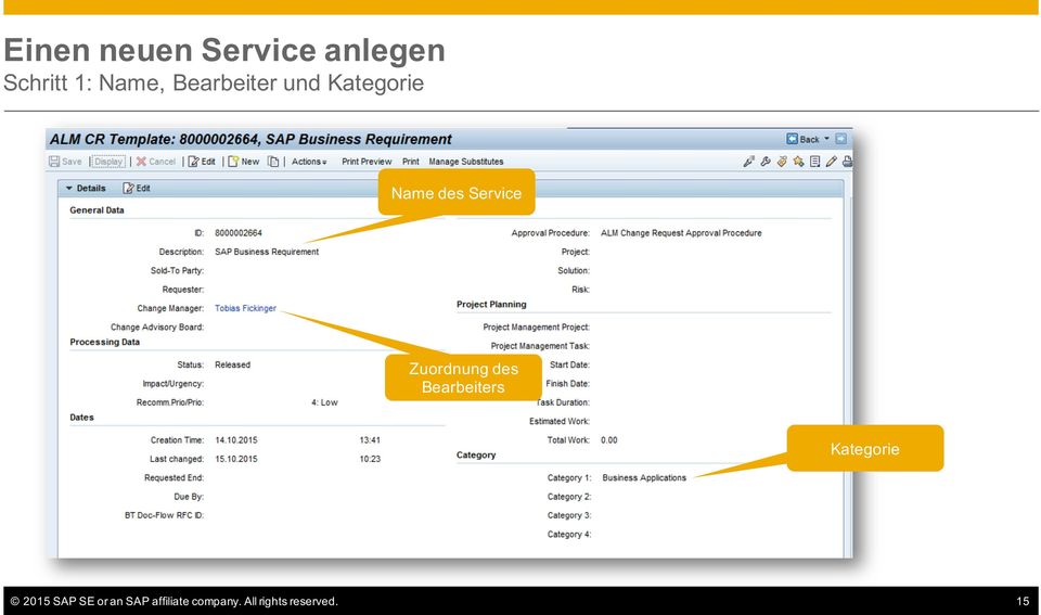 Zuordnung des Bearbeiters Kategorie 2015 SAP