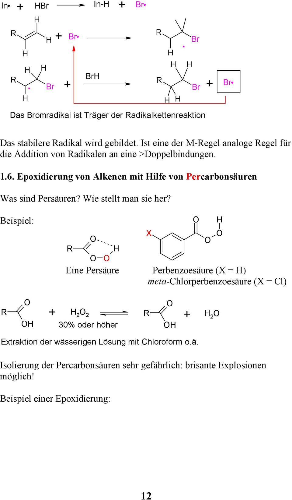 Epoxidierung von Alkenen mit ilfe von Percarbonsäuren Was sind Persäuren? Wie stellt man sie her?