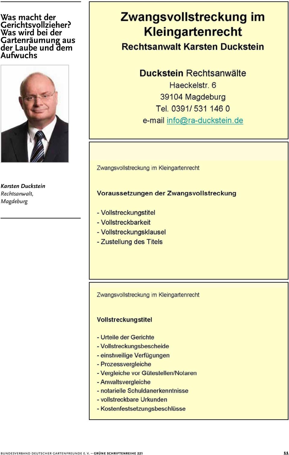 Aufwuchs Karsten Duckstein Rechtsanwalt, Magdeburg