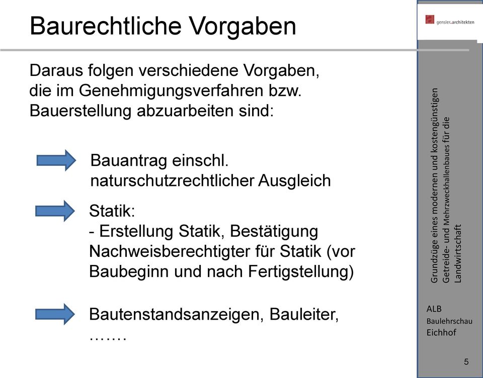 naturschutzrechtlicher Ausgleich Statik: - Erstellung Statik, Bestätigung