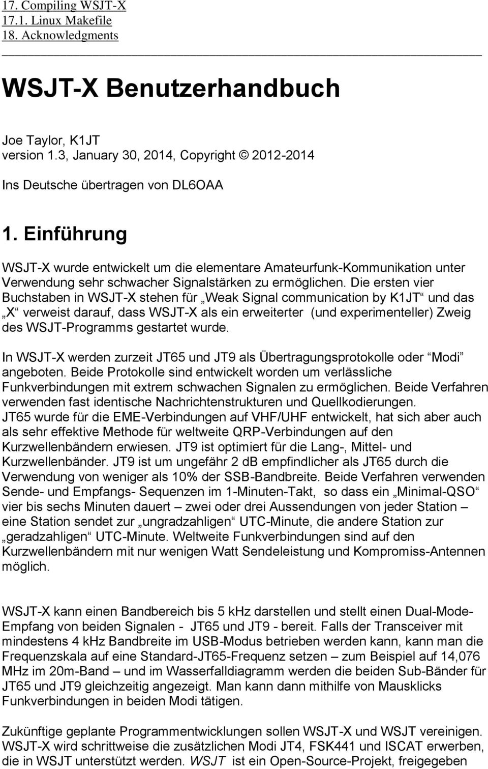 Die ersten vier Buchstaben in WSJT-X stehen für Weak Signal communication by K1JT und das X verweist darauf, dass WSJT-X als ein erweiterter (und experimenteller) Zweig des WSJT-Programms gestartet