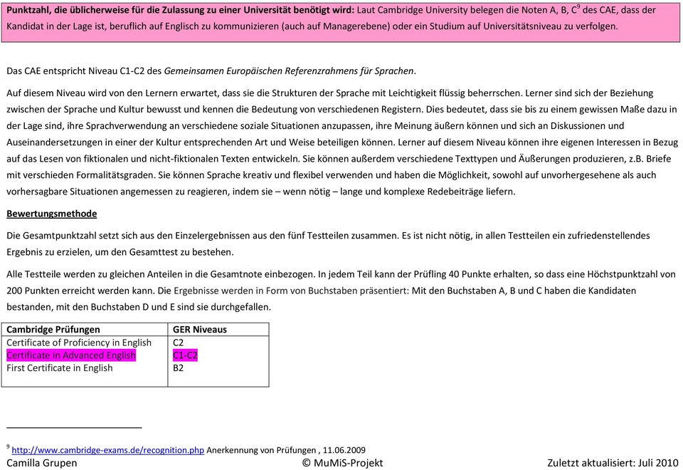 Auf diesem Niveau wird von den Lernern erwartet, dass sie die Strukturen der Sprache mit Leichtigkeit flüssig beherrschen.