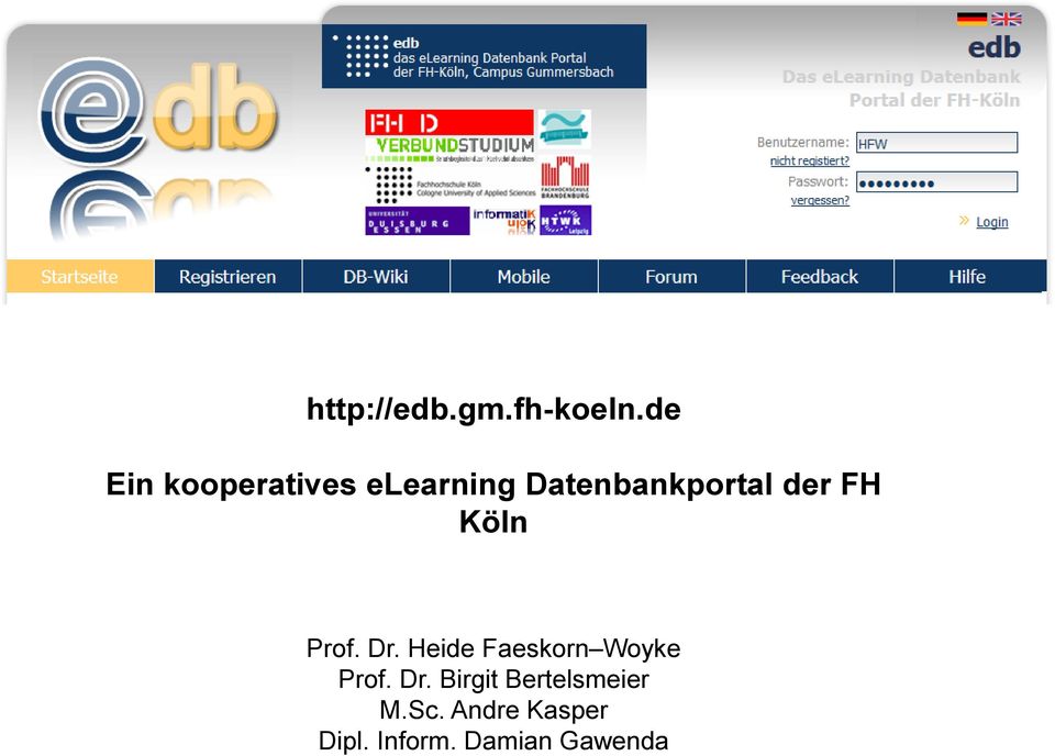 de Ein kooperatives elearning Datenbankportal der FH Köln Prof. Dr.