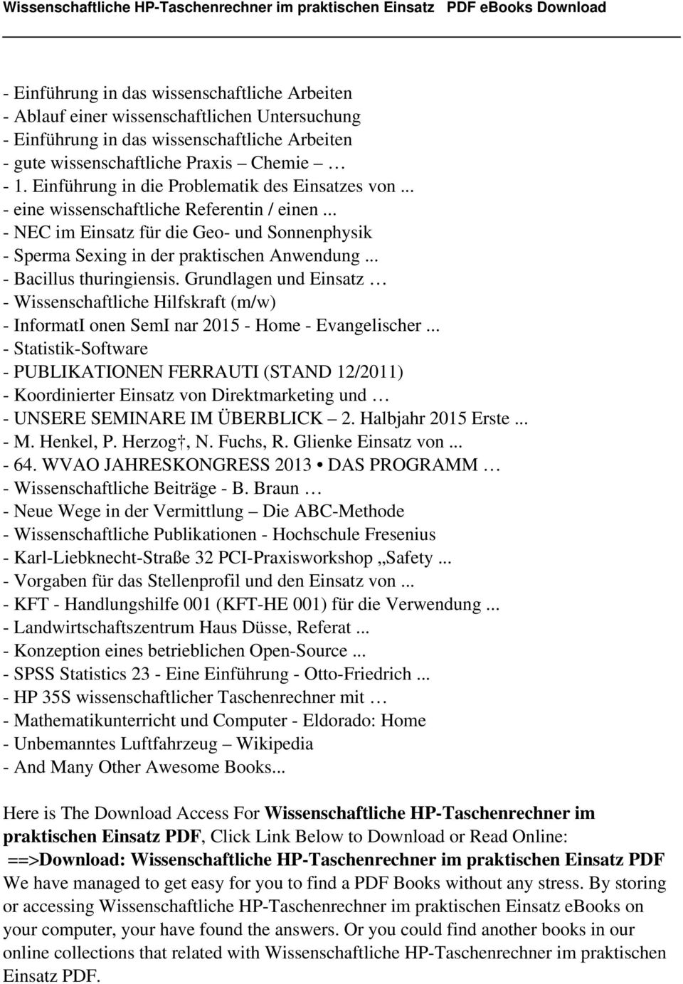 .. - Bacillus thuringiensis. Grundlagen und Einsatz - Wissenschaftliche Hilfskraft (m/w) - InformatI onen SemI nar 2015 - Home - Evangelischer.