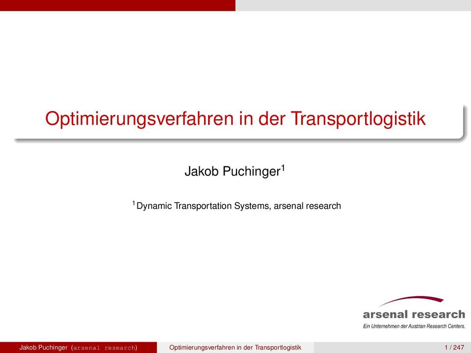 arsenal research Jakob Puchinger (arsenal research)
