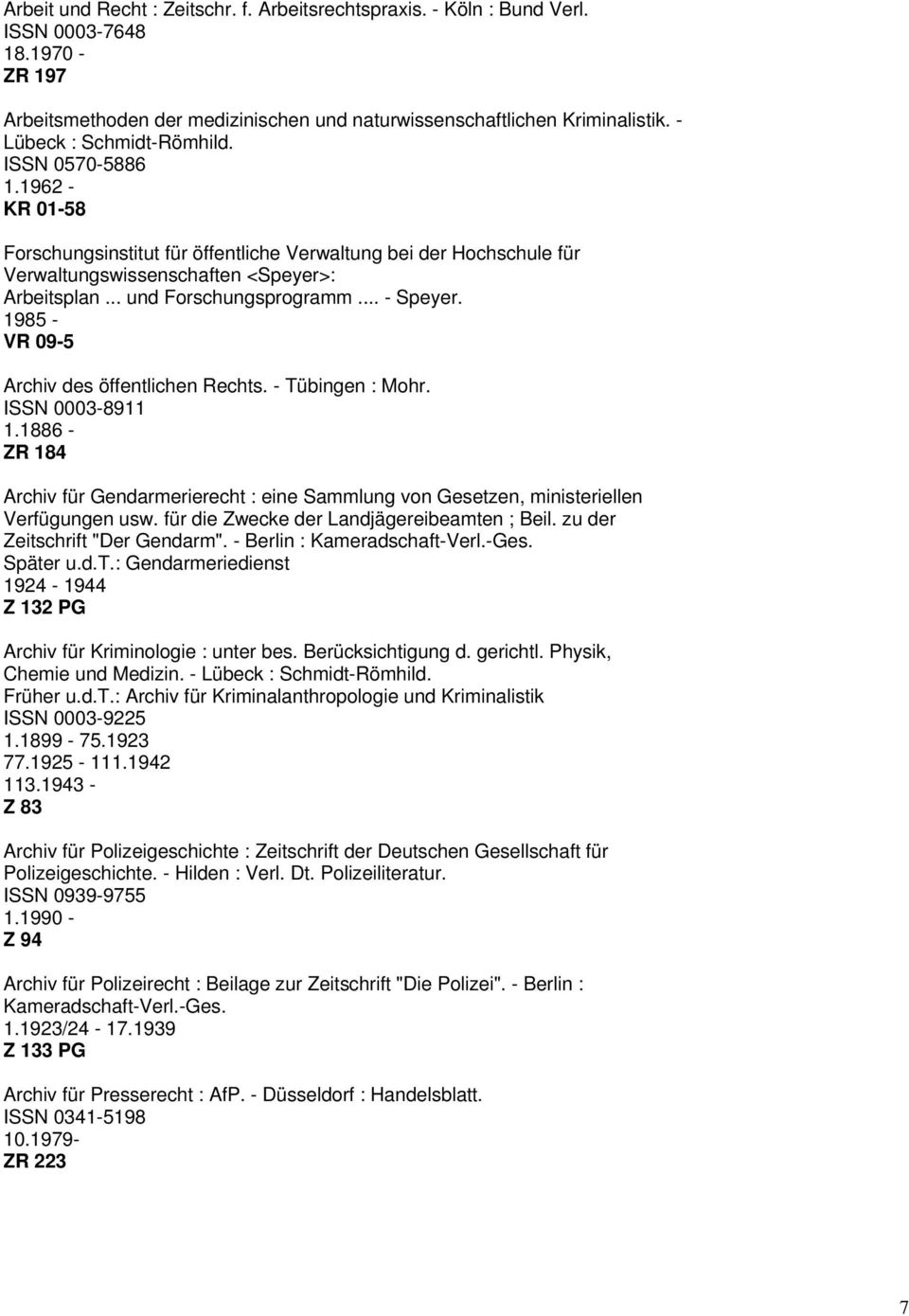 .. und Forschungsprogramm... - Speyer. 1985 - VR 09-5 Archiv des öffentlichen Rechts. - Tübingen : Mohr. ISSN 0003-8911 1.