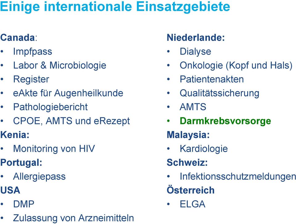 Allergiepass USA DMP Zulassung von Arzneimitteln Niederlande: Dialyse Onkologie (Kopf und Hals)