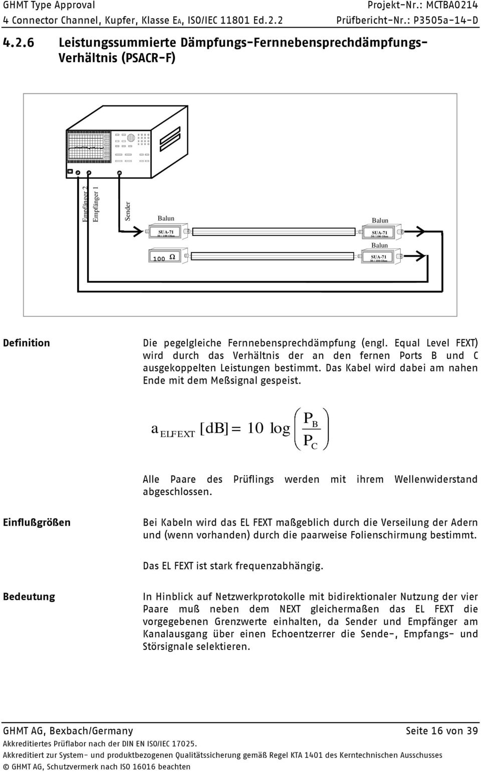 6 Leistungssummierte Dämpfungs-Fernnebensprechdämpfungs- Verhältnis (PSACR-F) Balun SUA-71 5 / 1 Ohm 1 Balun SUA-71 5 / 1 Ohm Balun SUA-71 5 / 1 Ohm Definition Die pegelgleiche