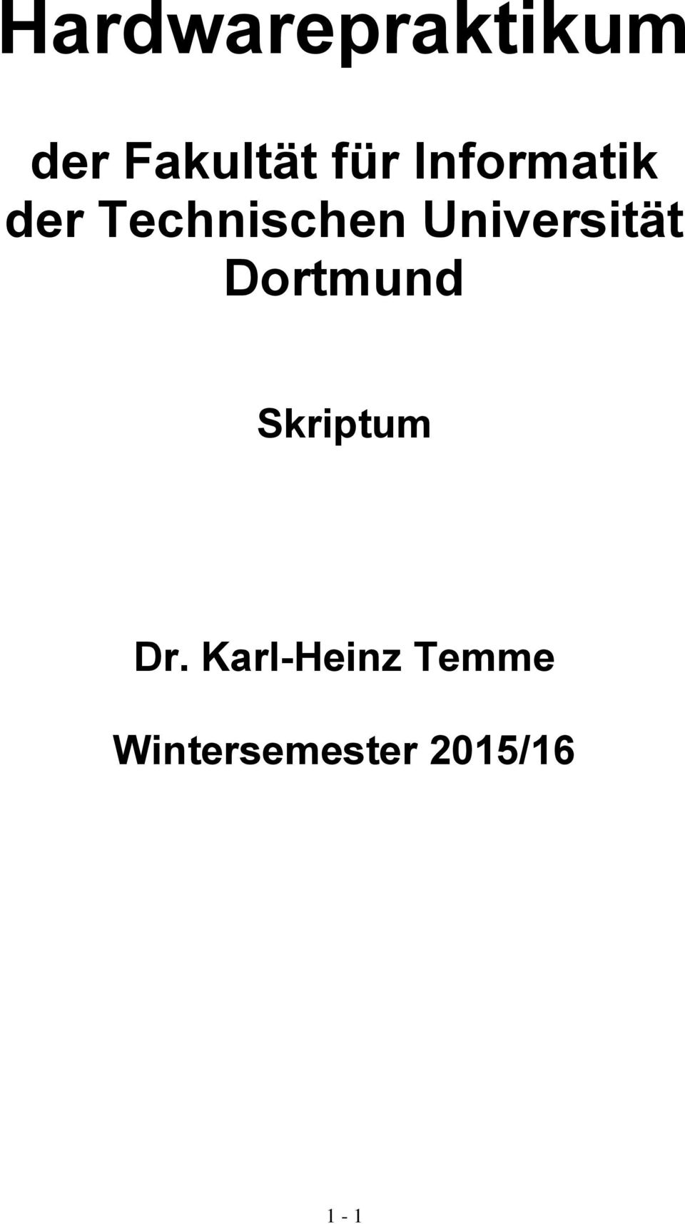 Universität Dortmund Skriptum Dr.