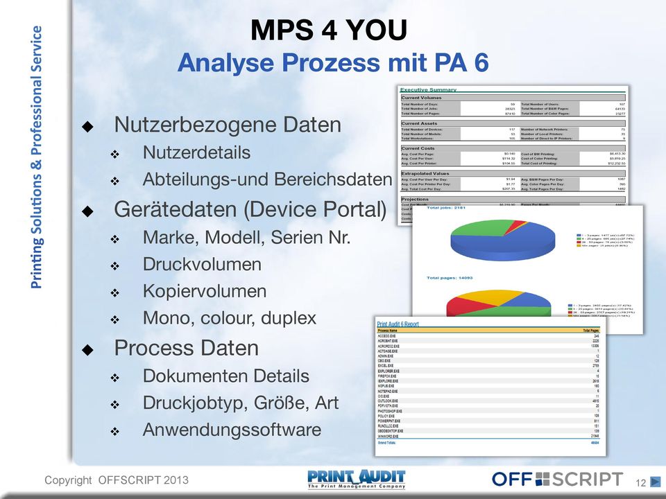 Druckvolumen Kopiervolumen Mono, colour, duplex Process Daten v v v MPS 4