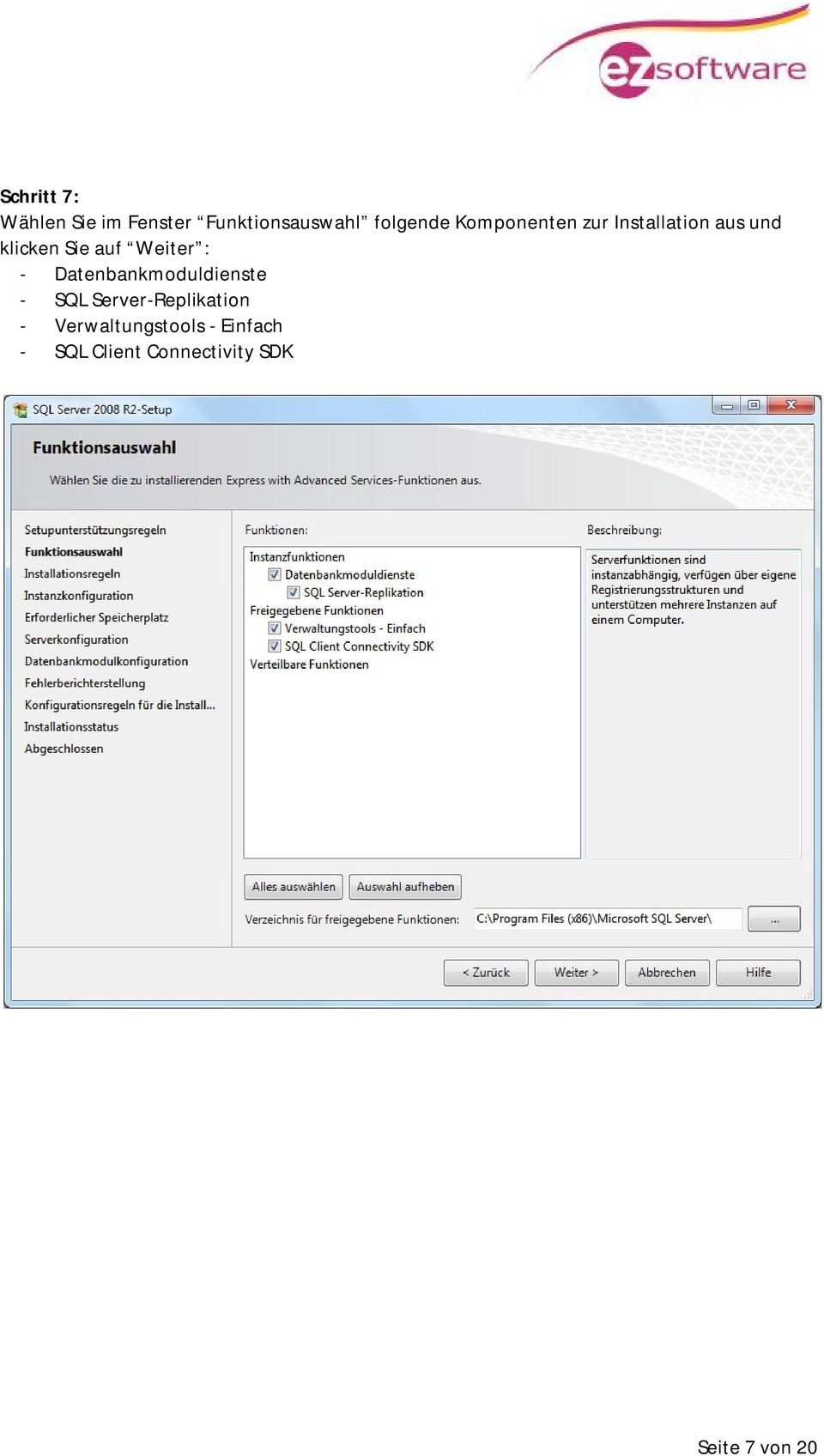 : - Datenbankmoduldienste - SQL Server-Replikation -