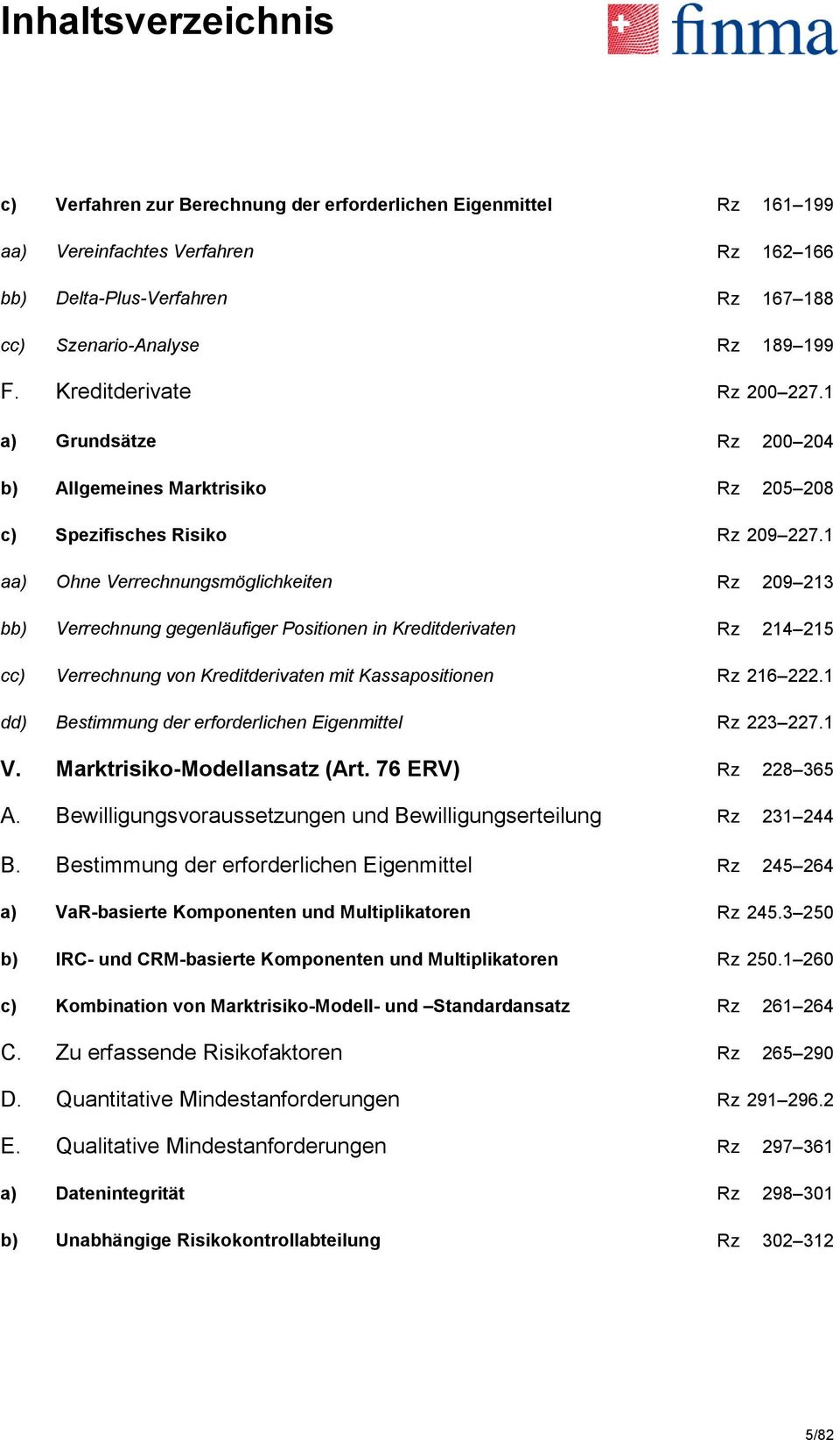 1 aa) Ohne Verrechnungsmöglichkeiten Rz 209 213 bb) Verrechnung gegenläufiger Positionen in Kreditderivaten Rz 214 215 cc) Verrechnung von Kreditderivaten mit Kassapositionen Rz 216 222.