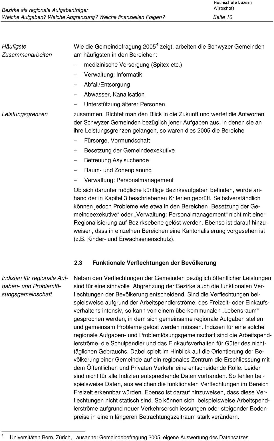 ) - Verwaltung: Informatik - Abfall/Entsorgung - Abwasser, Kanalisation - Unterstützung älterer Personen zusammen.