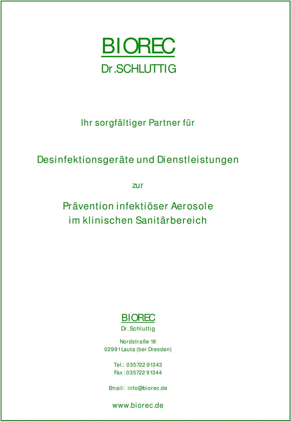 Dienstleistungen zur Prävention infektiöser Aerosole im klinischen