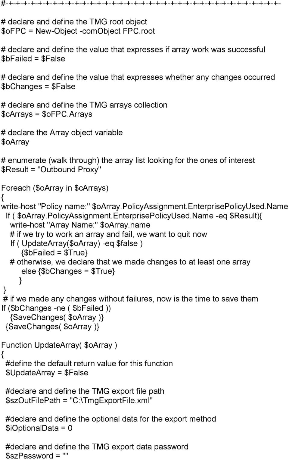 define the TMG arrays collection $carrays = $ofpc.