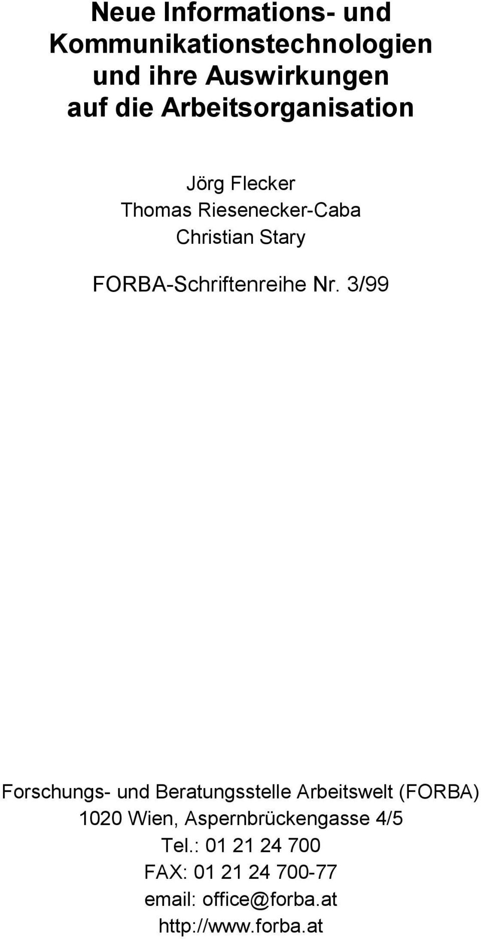 FORBA-Schriftenreihe Nr.